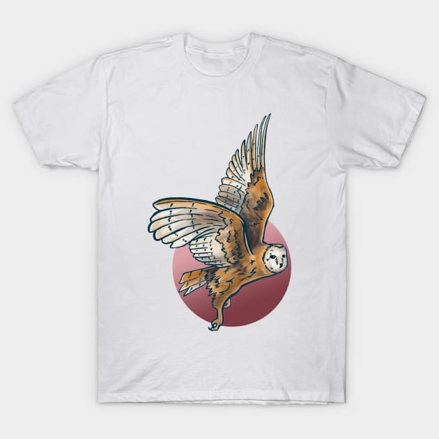 Barn owl in flight T-Shirt by rsutton